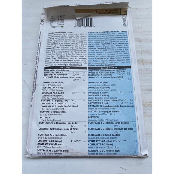 Butterick Pattern 6301 Halloween Stroller Cover 3 Designs Sewing Pattern UC FF - Picture 2 of 3